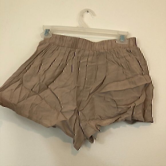 FOREVER 21 Lace Up Woven Short Solid Taupe Brown High Waisted Rise JUNIORS Small - Picture 10 of 10